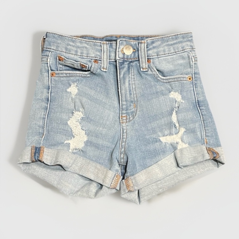 Aeropostale Faded Blue Ripped Jean Shorts